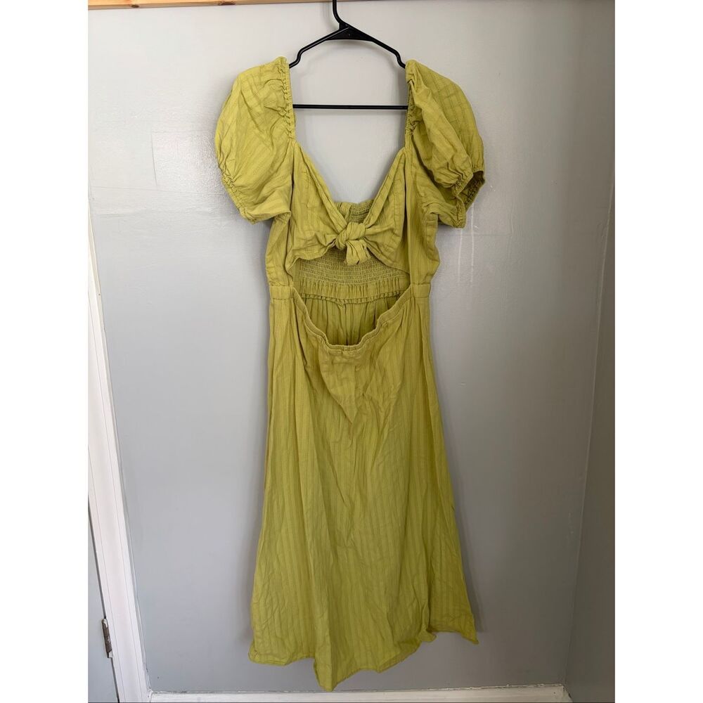Show Me Your Mumu Gabrielle Tie Midi Dress Green Puff Sleeve XXL Sweetheart - Picture 2 of 6